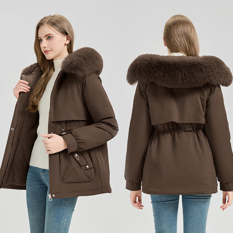 Damen nan taillierter Funktionsparka mit XXL-Kapuze, weichem Fleecefutter und multifunktionalen Pattentaschen Shop Nory