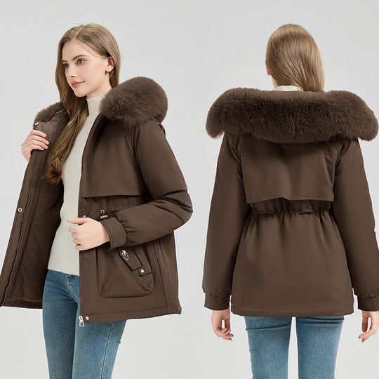 Damen nan taillierter Funktionsparka mit XXL-Kapuze, weichem Fleecefutter und multifunktionalen Pattentaschen Shop Nory