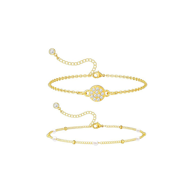 Damen Fußkettchen mit eleganten Perlen- und goldenen Akzenten Shop Nory