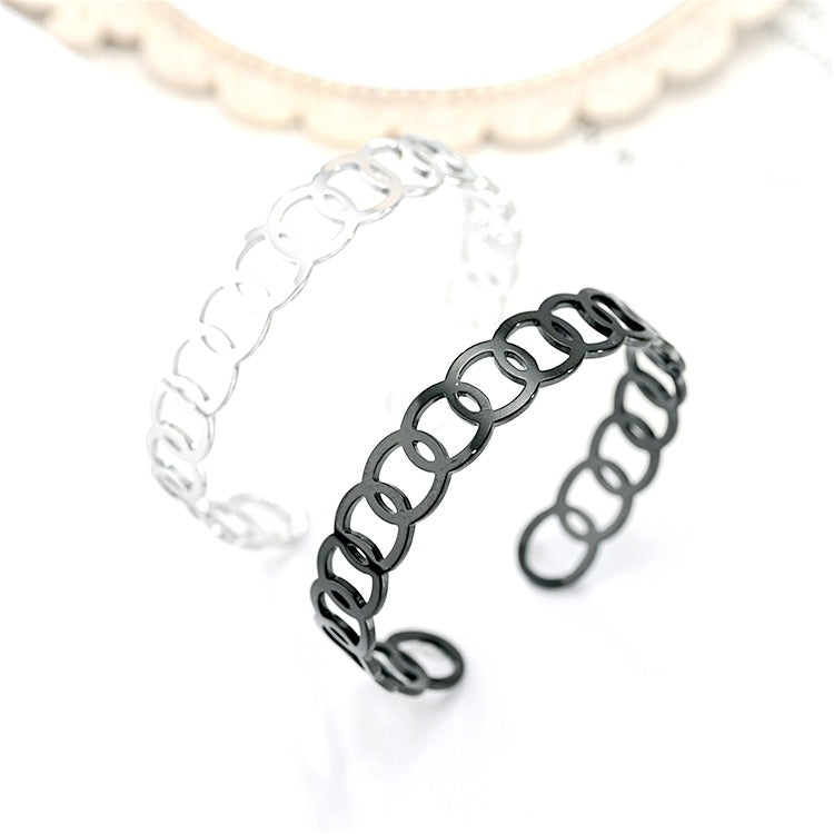 Damen Offener Armreif mit künstlerischem Design aus hochwertigem Edelstahl Shop Nory