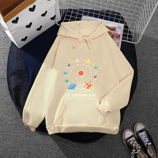 Damen nan Kapuzenpullover im Astronomie‑Print mit Kängurutasche und verstellbarem Kordelzug Shop Nory