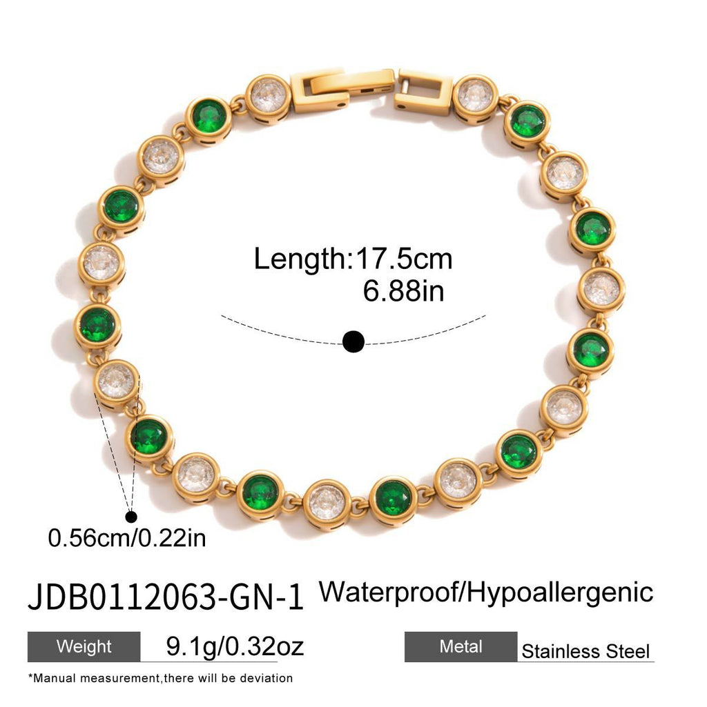 Damen Armband mit funkelnden grünen Kristallen und eleganter Edelstahlverarbeitung Shop Nory