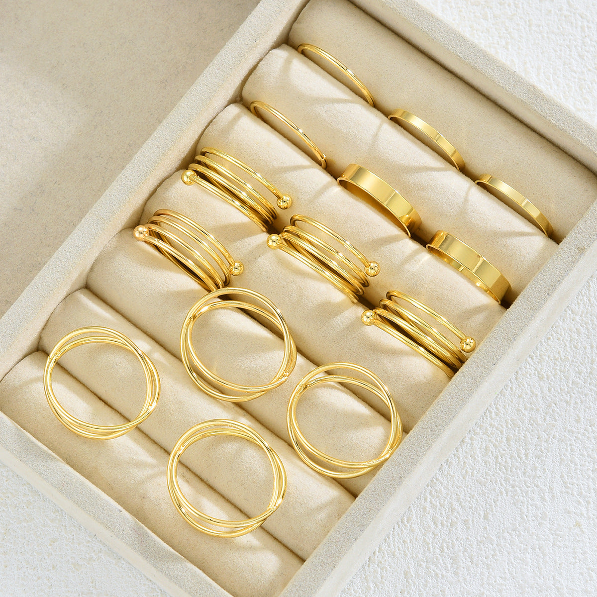 Damen Ring-Set mit abwechslungsreichen strukturierten Designs Shop Nory