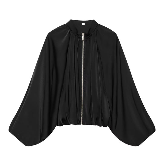 Damen Cape-Jacke mit zentralem Reißverschluss, weitem Cape-Schnitt und voluminösen Fledermausärmeln Shop Nory