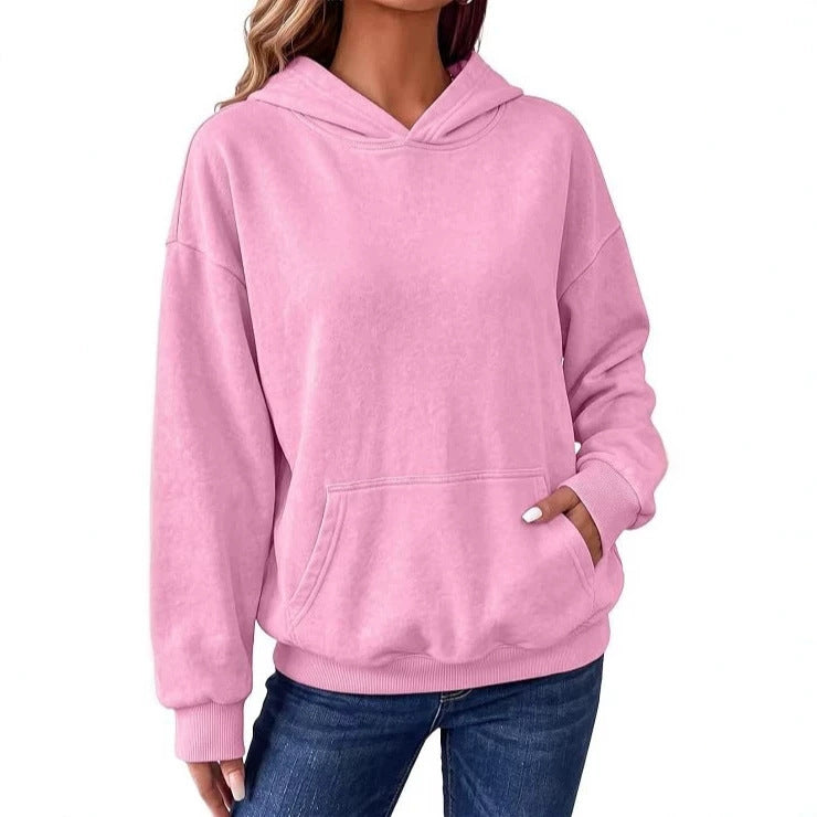 Damen Oversize-Kapuzenpullover mit Kängurutasche, washed-Finish und gerippten Bündchen Shop Nory