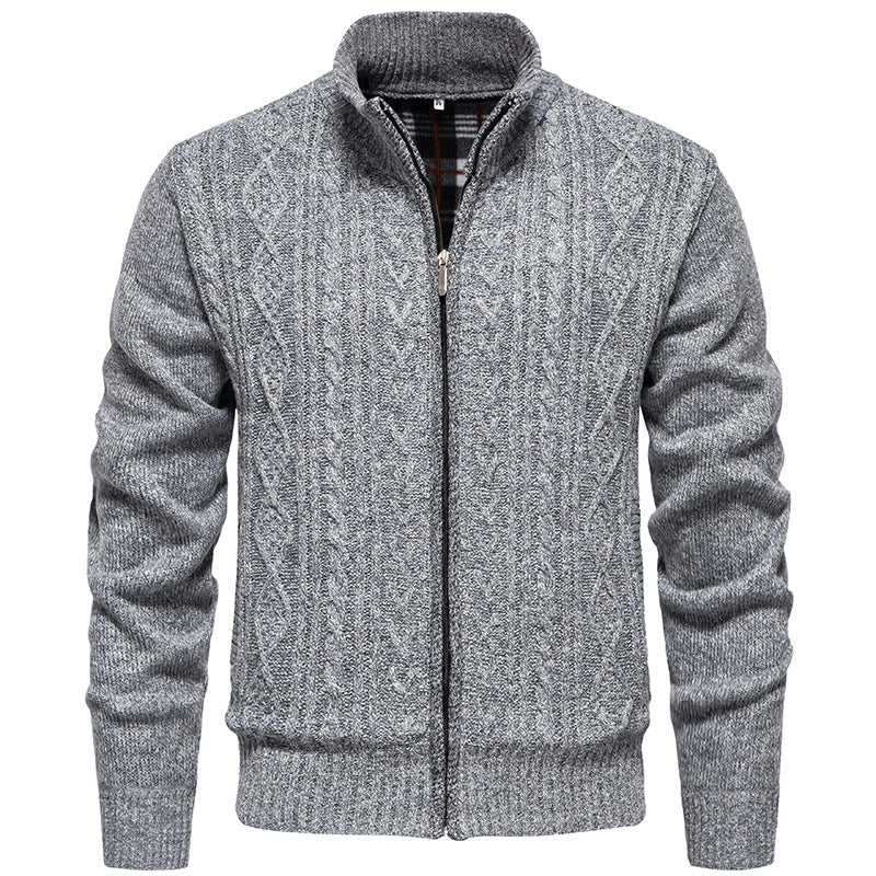 Herren Strickjacke mit hohem Kragen und Reißverschluss