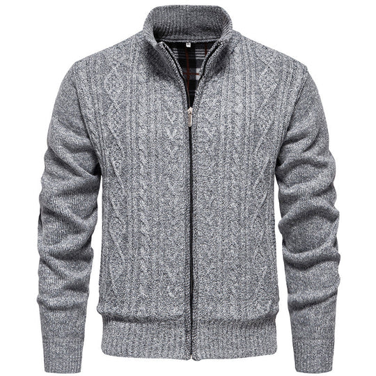 Herren Strickjacke mit hohem Kragen und Reißverschluss
