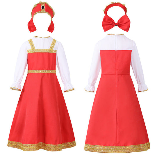 Mädchen Märchenhaftes Kostüm mit eleganten Rüschen und goldenen Akzenten Shop Nory