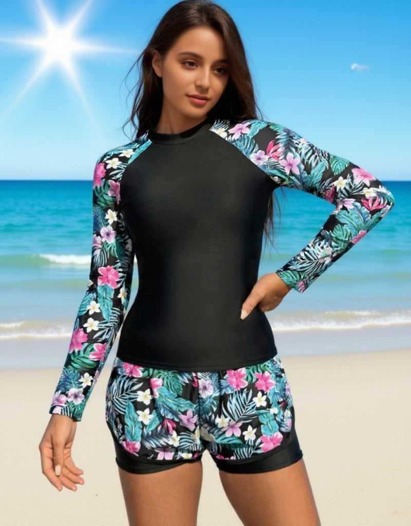 Damen UV-Schutz Surfanzug mit floralem Design