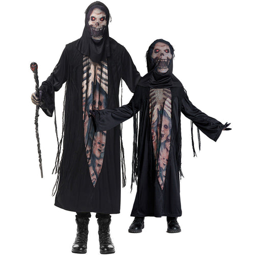 Unisex Gespenstische Skelettkostüm mit Kapuze und Fransen Shop Nory