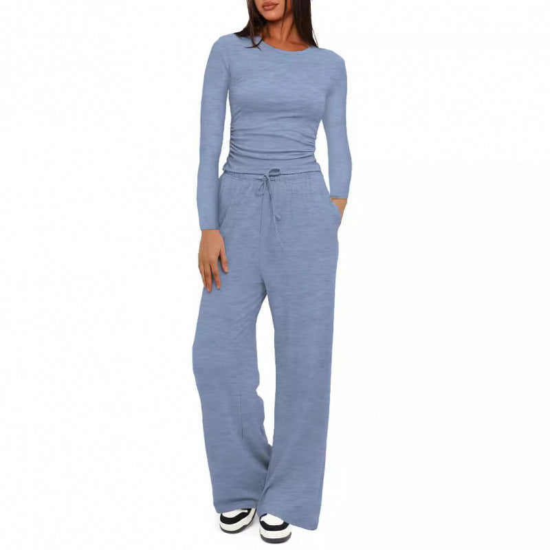 Damen Relax-Freizeithose mit extra weitem Bein, elastischem Bund und Kordelzug Shop Nory
