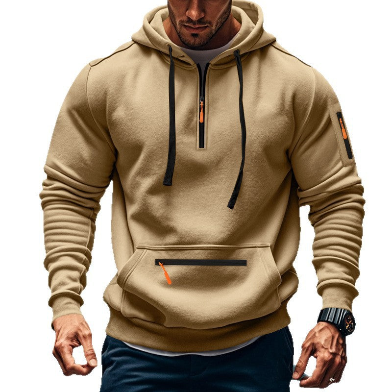 Herren sportlicher Kapuzenpullover mit praktischem Zwei-Wege-Reißverschluss und seitlichen Taschen