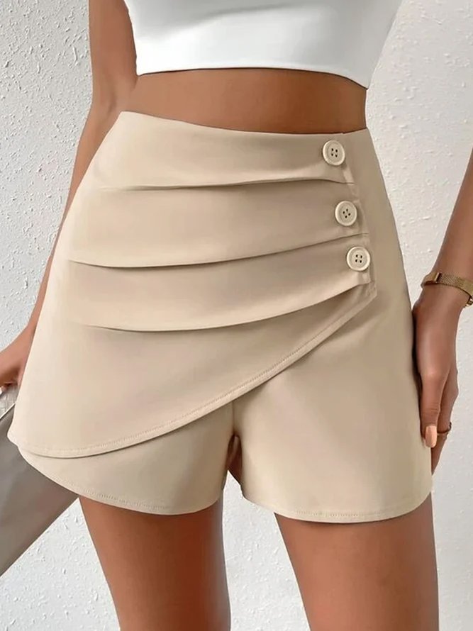Damen Modische Shorts mit Drapierung und Knopfdetails
