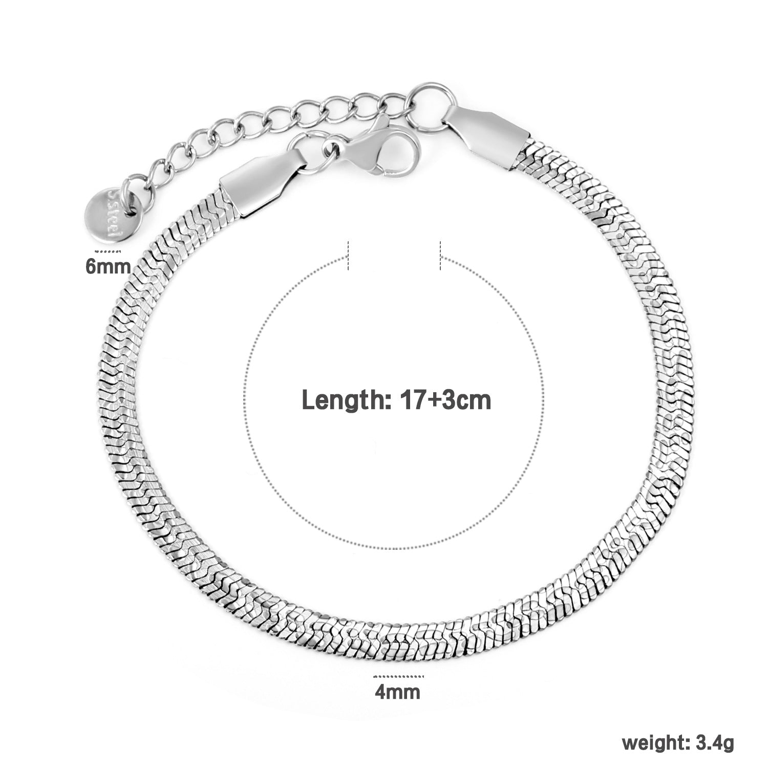 Damen modernes Edelstahl-Armband mit verstellbarem Verschluss Shop Nory