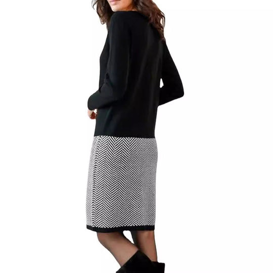 Elegantes Damen Strickkleid mit Chevron-Muster für Alltag & Büro