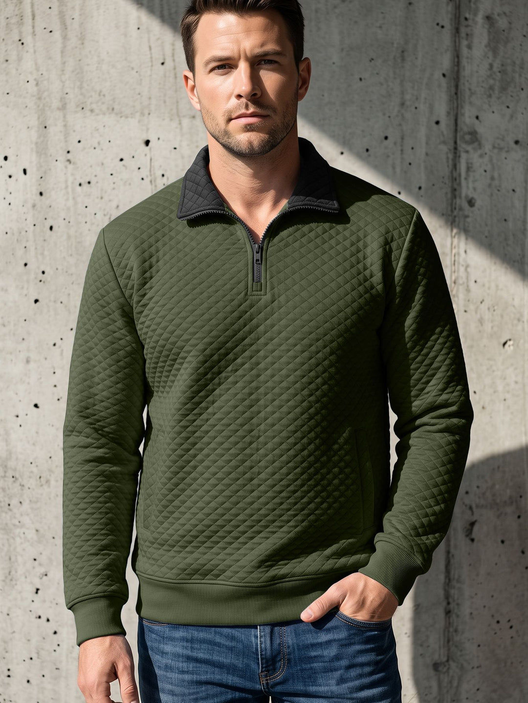 Herren Stepppullover mit Troyerkragen und Halbzip Shop Nory