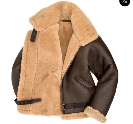 Herren Lammfelljacke mit Taschen und robustem Material