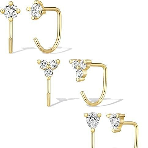 Damen Ohrstecker-Set mit Herz-, Schleifen- und Kristallanhängern Shop Nory