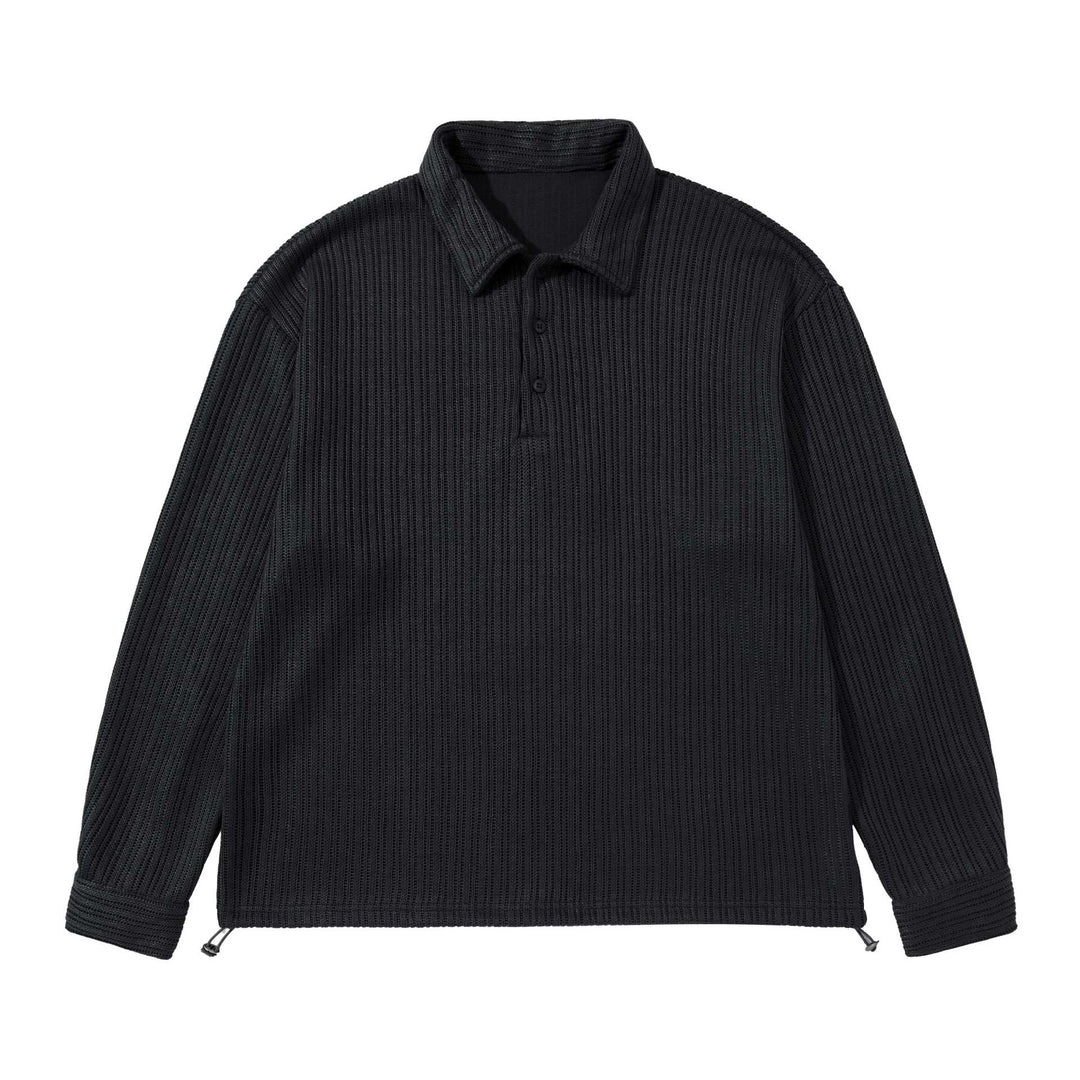 Herren Strukturiertes Poloshirt-Strickpullover mit Knopfleiste und Waffelstrick Shop Nory