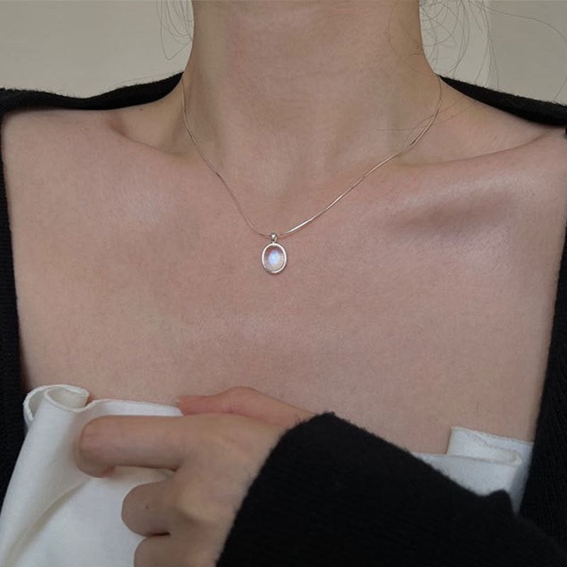 Damen Halskette mit exquisite runder Edelsteinfassung Shop Nory