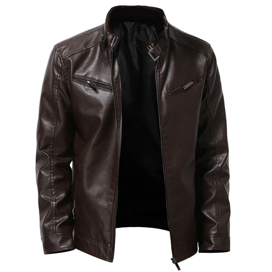 Herren stylische Kunstleder-Motorradjacke im Biker-Stil