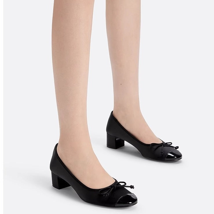 Damen Ballerinas mit elegantem Schleifendetail und glänzendem Obermaterial