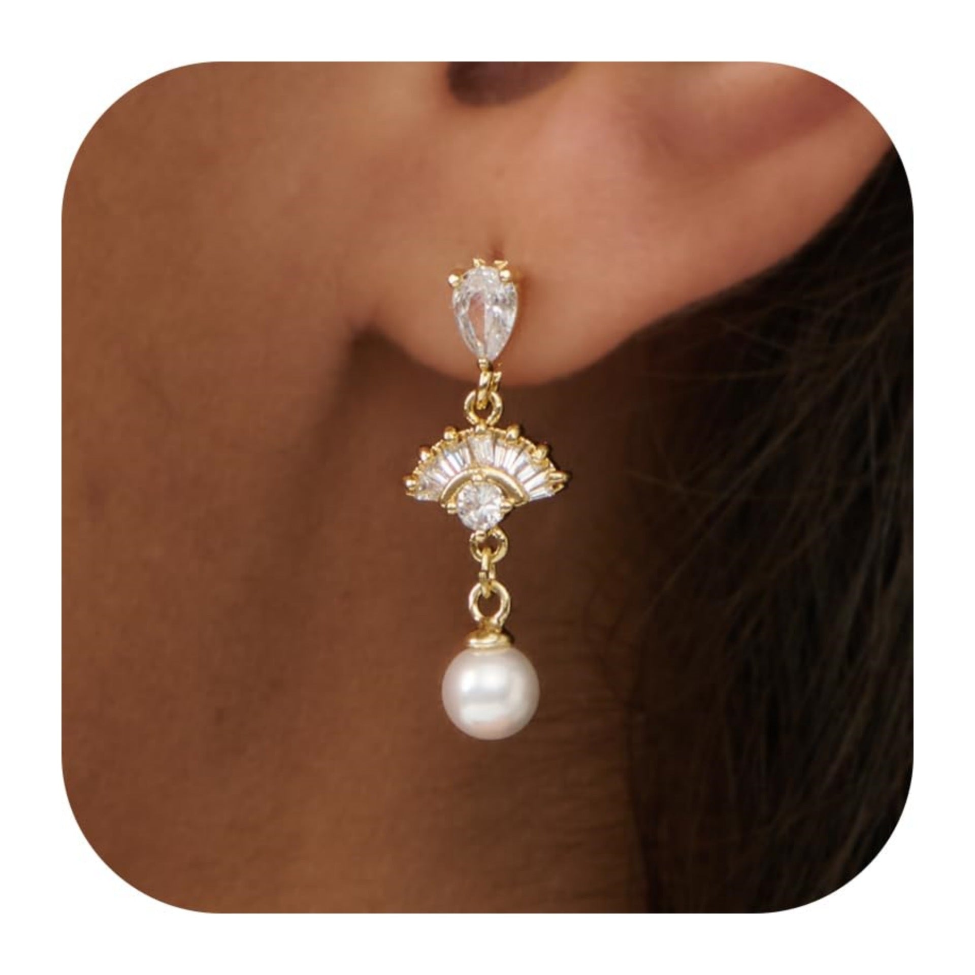 Damen Ohrstecker mit elegantem Blatt- und Perlen-Design Shop Nory