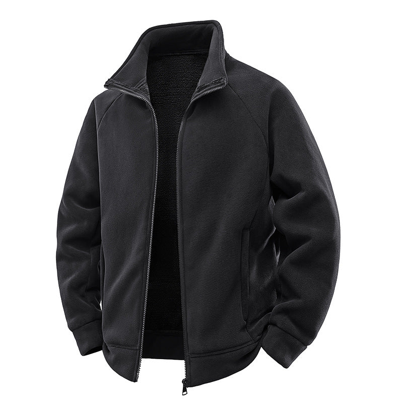 Herren Fleece-Thermojacke mit doppellagigem Teddy-Innenfutter und hohem Stehkragen Shop Nory