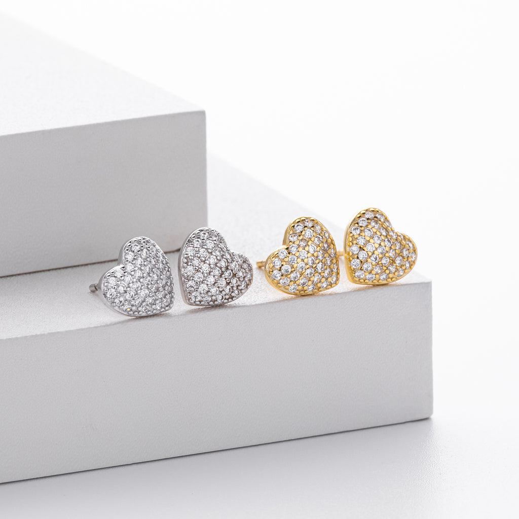 Damen Ohrstecker im Herzdesign mit funkelnden Zirkonia Shop Nory
