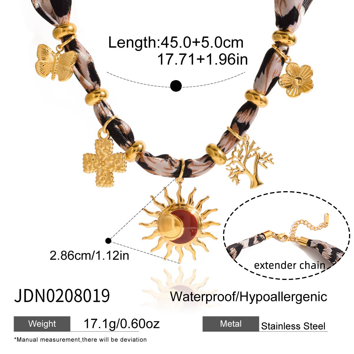 Damen Halskette mit bunten floral-motivierten Anhängern und hochwertiger Edelstahlverarbeitung Shop Nory