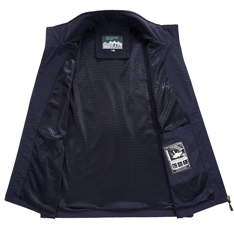 Herren Leichte atmungsaktive Outdoor-Utility-Weste mit Stehkragen, Reißverschlusstaschen und Mesh-Innenfutter Shop Nory