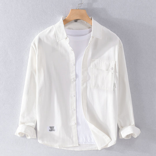 Herren Lockeres Hemdjacken-Overshirt aus Soft‑Twill mit integriertem Layer‑T‑Shirt und aufgesetzter Brusttasche Shop Nory