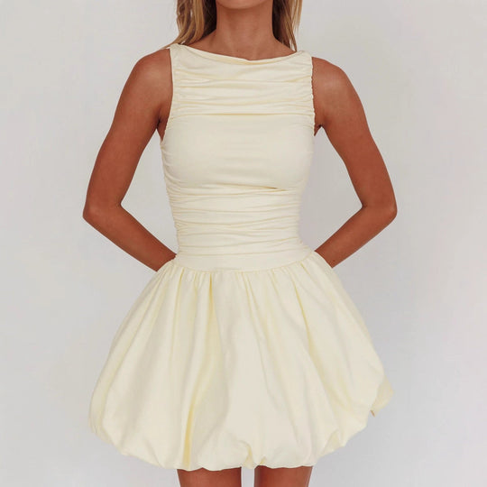 Damen Elegant eingeräumtes Cocktailkleid mit voluminösem Rock Shopnory