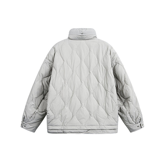 Damen Oversize gesteppte Jacke mit Stehkragen, Wellensteppung und Tunnelzug Shop Nory
