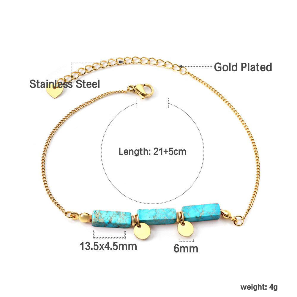 Damen Armband mit funkelnden Karibikstein-Elementen aus hochwertigem Edelstahl und goldplattierten Akzenten Shop Nory