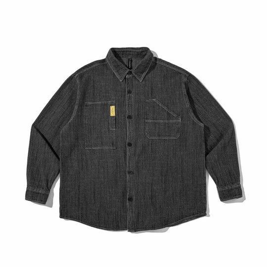Herren Robustes Denim-Worker-Overshirt mit Brusttaschen und Hemdkragen Shop Nory