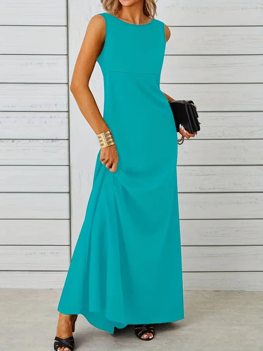 Damen elegantes Maxikleid mit schwingendem Saum und klassischem Schnitt