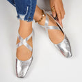 Damen Elegante und bequeme Ballerinas mit überkreuzten Riemen