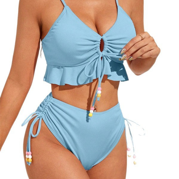 Damen Badeanzug mit Rüschendetails und verstellbaren Trägern