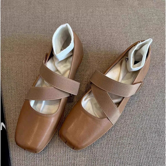 Damen Ballerinas mit elastischen Riemen und weichem Innenfutter