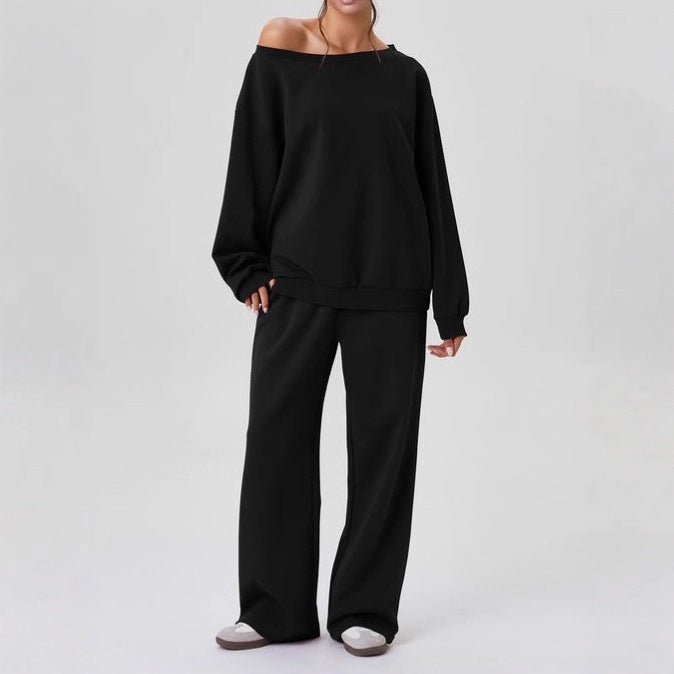 Damen nan legeres Lounge-Set mit einseitigem Schulterdetail und weiter Jogginghose Shop Nory