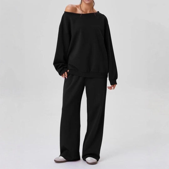 Damen nan legeres Lounge-Set mit einseitigem Schulterdetail und weiter Jogginghose Shop Nory
