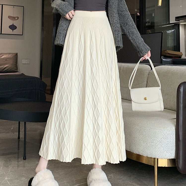 Damen Langer, plissierter Rock mit Rautenmuster Shop Nory