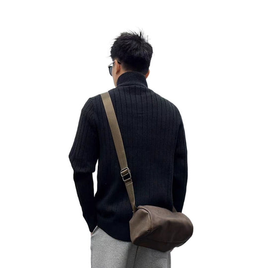 Herren Feinstrukturierter Zopfmuster-Cardigan mit hohem Stehkragen und durchgehender Knopfleiste Shop Nory