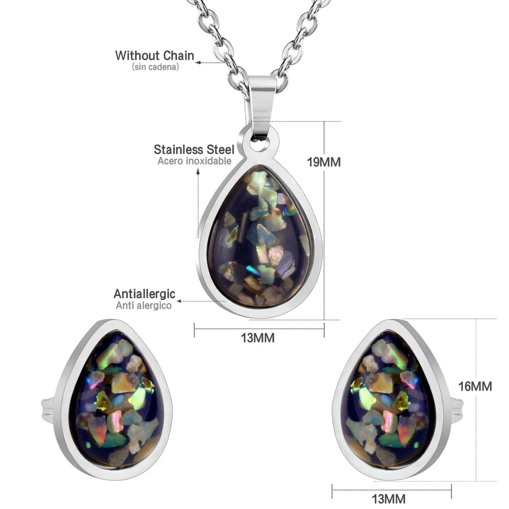 Damen Schmuckset mit tropfenförmigen Anhängern und funkelnden Details Shop Nory