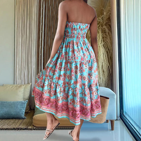 Damen Sommerlicher Maxirock mit floralen Mustern und voluminösem Saum Shopnory