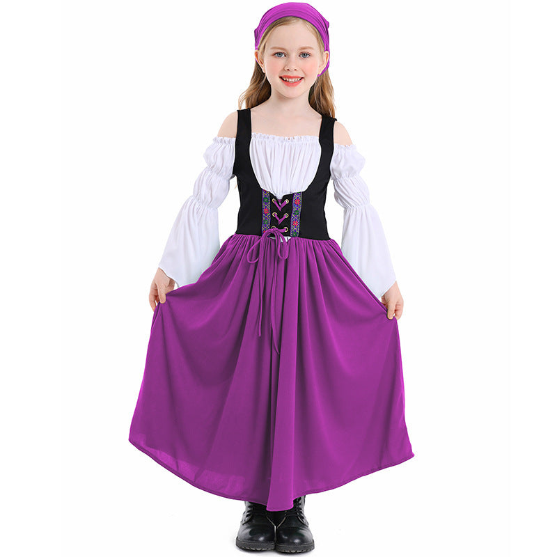 Damen nan mittelalterliches Mädchenkostüm mit Schnürmieder und Kopftuch Shop Nory