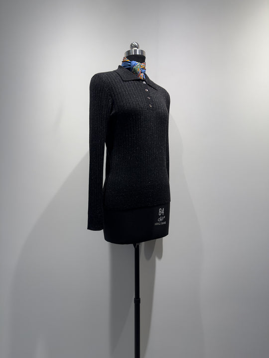 Damen Ripp Longsleeve Polo Top Shop Nory