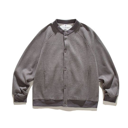Herren Waffelstruktur-Strickjacke im Bomberstil mit Raglanärmeln und Knopfleiste Shop Nory