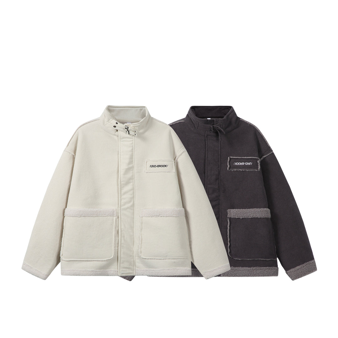 Unisex Kurz geschnittener Cordblouson mit Teddybesatz und Funnelkragen Shop Nory